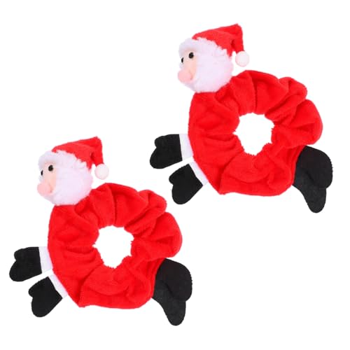 GALPADA 2 Stück Teiliges Weihnachts Haargummi mit Santa Weiche Rote Haarbänder Elastische Ponytail Halter für Festliche Xmas Party Vielseitig Kombinierbar Modischer Haarschmuck für Damen von GALPADA