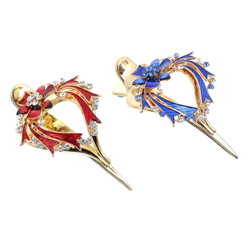 GALPADA 2 Stück Teiliges Weihnachts Haarspangen mit Funkelnden Strasssteinen Leichte Haarklammern für Damen Festliche Haarschmuck Dekorationen in Rot und Blau Praktische Clips für Kurzen von GALPADA