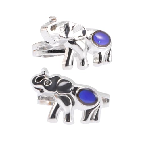 GALPADA 2 Stück Thermochromatischer Mood Ring Verstellbarer Fingerschmuck aus Hochwertiger Zinklegierung Stimmungsabhängige Farbwechsel Kreatives für Kindergeburtstag und Alltag von GALPADA