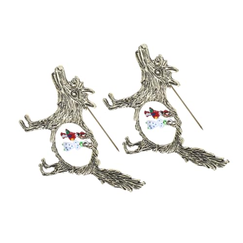 GALPADA 2 Stücke Hohle Wolf Brosche Zinklegierung Vintage Design Anstecknadeln für Frauen Elegantes für Weihnachten von GALPADA