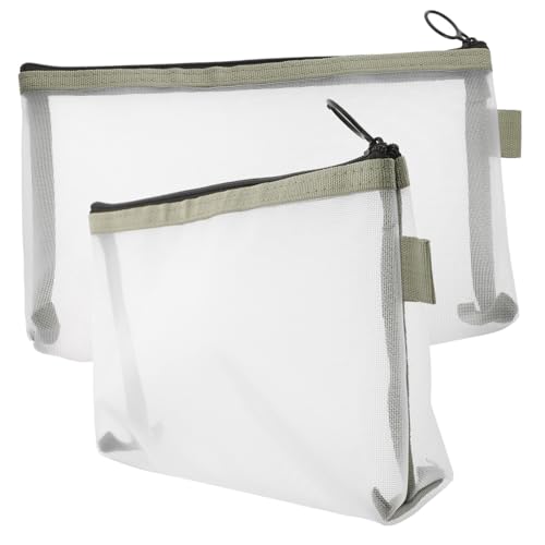 GALPADA 2 Stück Transparente Make up Tasche für Damen Leichte Kosmetiktasche mit Netzfach Tragbarer Kulturbeutel für Reisen und Toilettenartikel Langlebige Schminkaufbewahrung Grün Groß von GALPADA