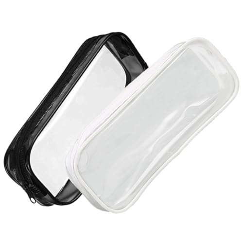 GALPADA 2 Stück Transparente PVC Federmäppchen mit Reißverschluss Große Kapazität Tragbare Stifttasche für Schule und Büro Schwarz und Weiß Vielseitig Nutzbar von GALPADA