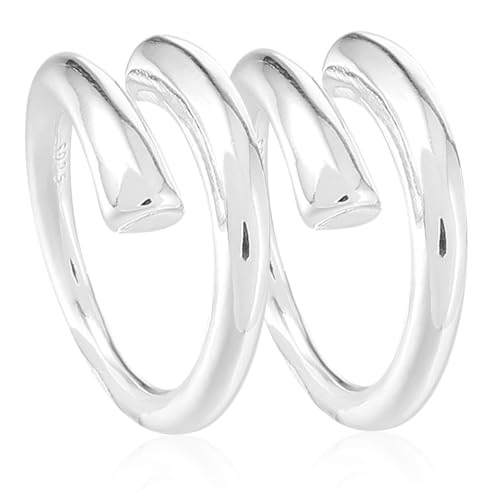 GALPADA 2 Stück Verstellbare Damen Ringe Silber Offene Finger Ringe für Mode Alltag und Besondere Anlässe Hautfreundlich und Langlebig von GALPADA