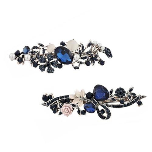 GALPADA 2 Stück Vintage Haarklammern mit Strass und Katzenaugenstein Rutschfeste Haarspangen für Damen für Hochzeiten und Besondere Anlässe von GALPADA