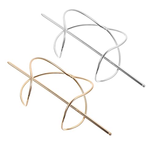 GALPADA 2 Stück Vintage Haarnadel Förmiger Metall Haarknoten Halter Leicht Langlebig für Dutt Styling Damen Haarschmuck Gold Silber von GALPADA