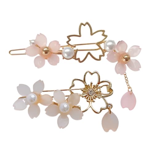 GALPADA 2 Stück Vintage Japanische Blüten Haarspangen Zarte Blumennadeln für Damen und Mädchen Komfortable Haarklammern Ziepen Eleganter Haarschmuck für Hochzeit Alltag Cosplay und Feiern von GALPADA