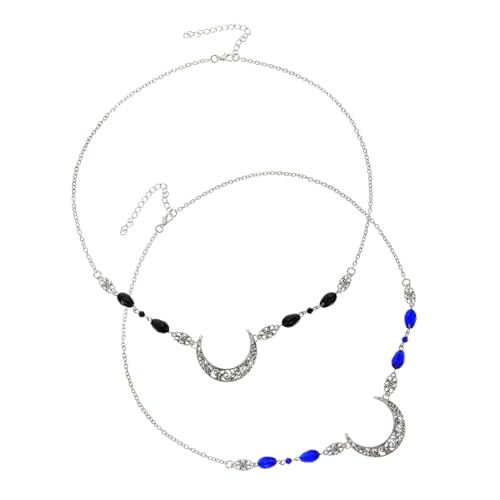 GALPADA 2 Stück Vintage Mondmuster Haarkette Brautschmuck Filigrane Kette Eleganter Haarschmuck für Braut und Festliche Anlässe in Antik Silber mit Kristall Tropfen von GALPADA