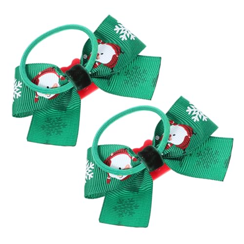 GALPADA 2 Stück Weihnachtliche Haargummis mit Süßem Schleifenknoten Weiche Haarbänder in Grünem Weihnachtsmuster Festliche Haarschmuck Accessoires für Frauen Party und Jahreswechsel von GALPADA