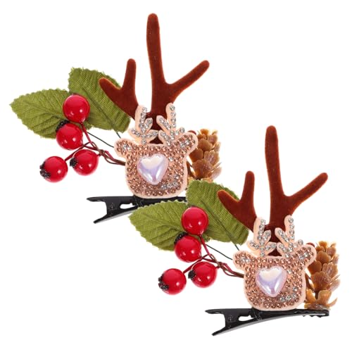 GALPADA 2 Stück Weihnachtliche Haarspangen Rentier Geweih Design Kleine Haarklammern für Mädchen Party Cosplay Karneval Leicht Langlebig Niedlich Haarschmuck Weihnachten von GALPADA