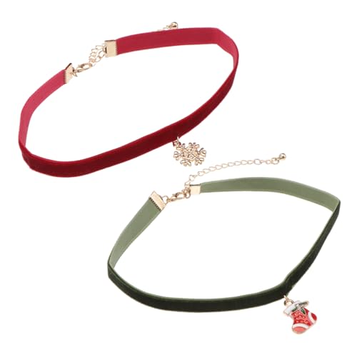 GALPADA 2 Stück Weihnachtlicher Choker mit Anhängern Weihnachtsbaum Glocke Filigraner Schmuck für Damen Festliches Schmuckstück Geschenk für Mama Partyaccessoire von GALPADA
