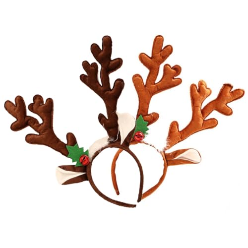 GALPADA 2 Stück Weihnachtliches Haarschmuck mit Großen Rentiergeweihen Weiche Stoff Haarreifen für Damen und Mädchen Flexible Strapazierfähige Kopfbedeckung als Festliches Party von GALPADA