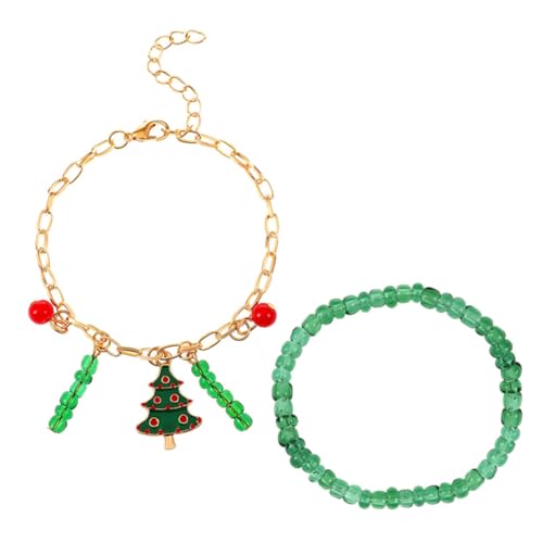 GALPADA 2 Stück Weihnachtsarmbänder Damen Beaded Armbänder Festliche Modeschmuck Alloy Material Langlebig für Weihnachtsfeier Mädchen von GALPADA