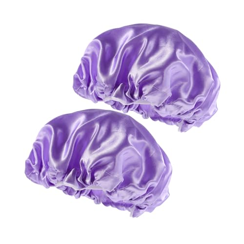 GALPADA 2 Stück Wiederverwendbare Duschhaube Damen Satin Wasserdichte Badekappe Elastisch Verstellbar für Langes Lockiges Haar Geeignet Haarschutz Beim Duschen und Haushalt von GALPADA