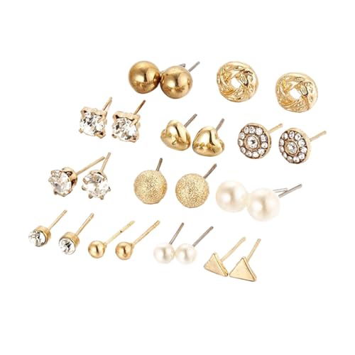 GALPADA 24 Paare Teiliges Ohrstecker set Damen mit Stilvollen Perlen und Kristallen Kreatives Design Langlebiges Legierungs material Modische Ohrschmuck Kollektion in Gold für Alltag und von GALPADA