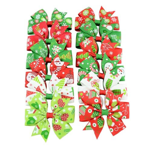 GALPADA 24 Stück Teiliges Weihnachts Haarschmuck für Mädchen Bunte Schleifen Haarklammern Festliche Haarspangen mit Weihnachtlichem Design Schonend für für Party und Schule von GALPADA
