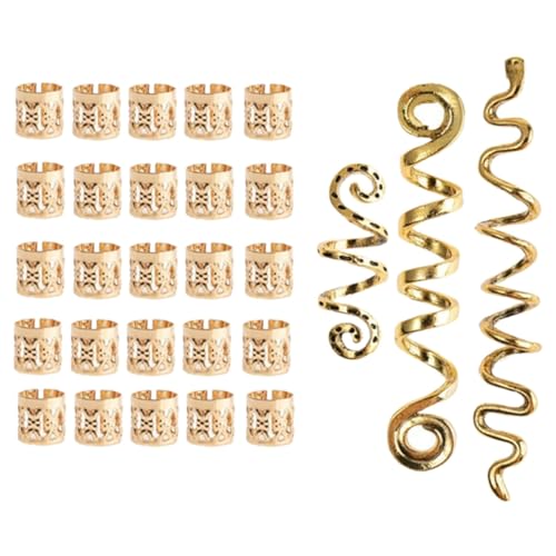 GALPADA 28 Stück Teiliges Dreadlock Haarschmuck Goldene Metallringe Haarspiralen für Zöpfe und Dreadlocks Einfache Anwendung Stylische Haaraccessoires für Damen und Herren zum Flechten von GALPADA