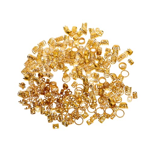 GALPADA 290 Stück Teiliges Haarschmuck für Zöpfe und Dreadlocks Goldene Haarringe mit Einzigartigem Hohlem Elektroplattiertem Design für DIY Stylings und Haarschmuck Bastelei von GALPADA