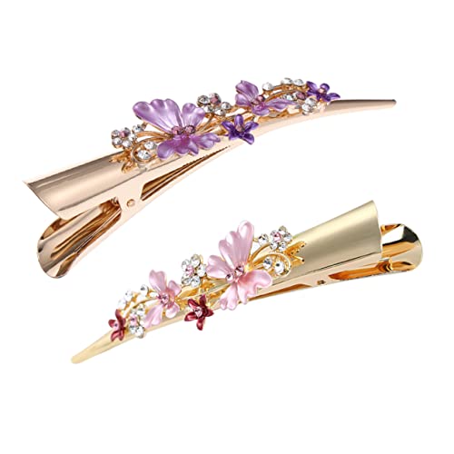 GALPADA 2stücke Damen Haarspange Bobby Pin Entenschnabel Haarspange Blumen Haarnadel Damen Kopfschmuck Blumendesign Haar Accessoire Für Mädchen Und Frauen von GALPADA