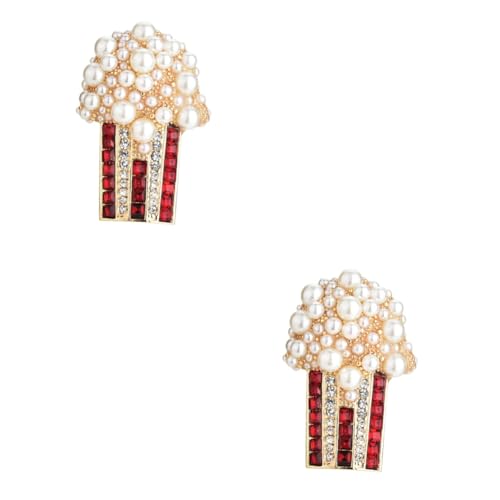 GALPADA 2St Broschennadel für Kleidung schuhbroschen Mode Popcorn Brosche Farbenfrohe Brosche für Kleidung Hut Brosche Brustnadel Brosche Party-Brosche Kleiderbrosche einfach Zubehör rot von GALPADA