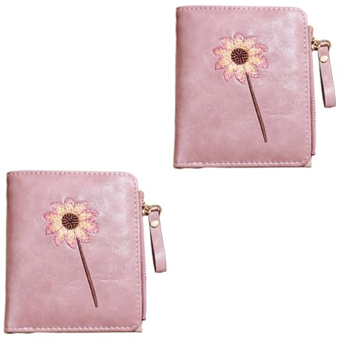 GALPADA 2stücke Blumenmuster Damen Geldbörse Pu Zipper Portemonnaie Kompakt Und Stilvoll Für Münzen Karten Und Geldscheine Für Alltag Und Reisen von GALPADA