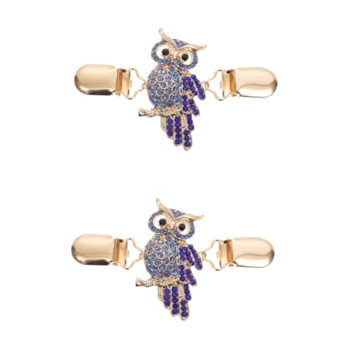 GALPADA 2St Eulen-Strickjacke-Clip schalclip Schal-Clip Brosche Clip Kragenklammer Hemden Cinch-Clip Schalverschluss Knopfhemd Frauen Brosche Schal Clip Kragen Kleider Clip Legierung Blue von GALPADA