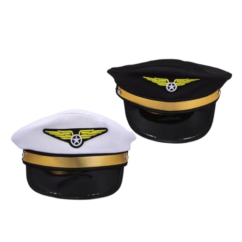 GALPADA 2St Flughut fliegermütze Pilotenkappe Stewardess Hüte und Mützen Schnurrbart-Nasenring Kostüm Hut Piloten-Seglermütze Rock-Kostüme-Hut Partygeschenke des Kapitäns Stoff von GALPADA