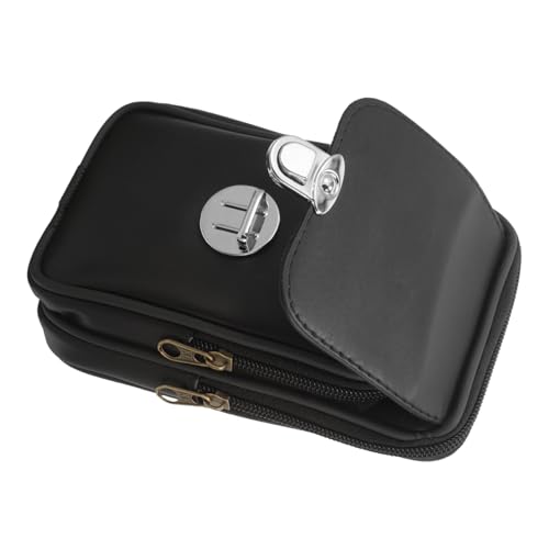 GALPADA 2 Stück Handyhüllen Gürtel Herren Vertikale Hüfttasche Bauchtasche Reißverschluss Schwarz Pu Leder Passend Für Power Bank Geldbörse Handy von GALPADA