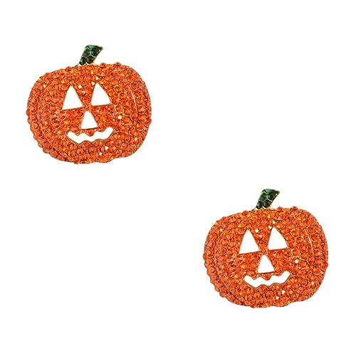 GALPADA 2St Kürbis Broschen halloween theme Rhinestone verziert Kürbis-Schmucknadel Kristalldekor Handtaschendekor Halloween-Broschen Partybroschen Strasssteine Stift Kleidung Fräulein von GALPADA