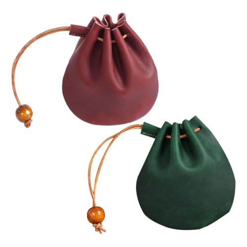GALPADA 2stücke Vintage Pu Münzgeldbörse Mit Schlüsselanhänger Mini Aufbewahrung Für Schmuck Und Münzen Tragbares Und Stilvolles Accessoire Für Alltag Kordelzug-münzbeutel von GALPADA
