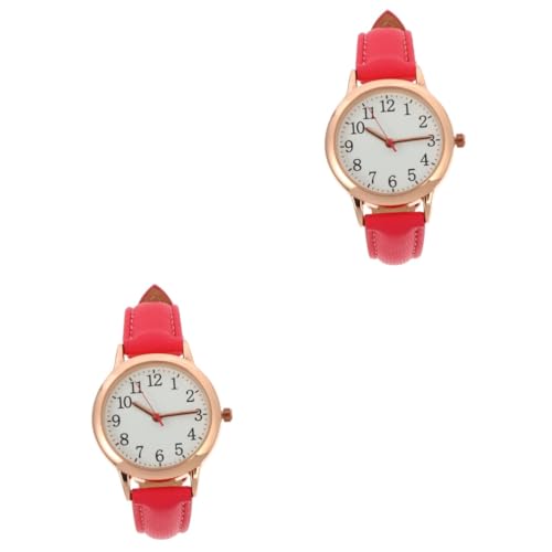 GALPADA 2stücke Damen Armbanduhr Mit Pu-Lederband wasserdichte Quarzuhr Minimalistische Modische Handgelenkuhr Für Freizeit Und Alltag Komfortable Passform Präzise Zeitmessung von GALPADA