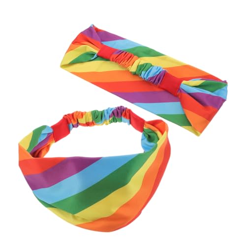 GALPADA 2stücke Stirnband Regenbogen Schweißableitendes Sport-stirnband Elastische Kopftücher Bunte Schweißbänder Für Männer Und Frauen Pride-accessoires von GALPADA
