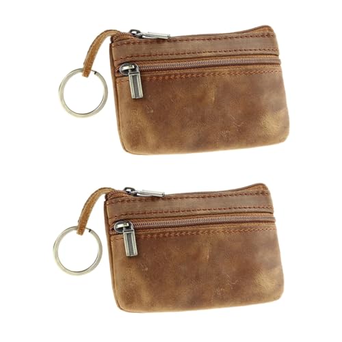 GALPADA 2stücke Mini Multifunktionale Vintage Geldbörse Aus Kompakte Und Strapazierfähige Kurz-münzbörse Mit Reißverschluss Für Damen Und Herren Braun von GALPADA