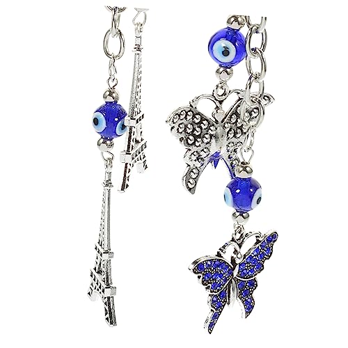 GALPADA 2St Schlüsselanhänger glucksbringer pkw anhänger Key Chain pkwanhänger türkisches türkisblaues Augenornament hängendes Schmetterlingsdekor aus Zinklegierung Blue von GALPADA