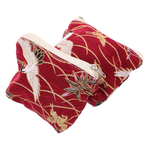 GALPADA 2stücke Japanische Münzbörse Mit Reißverschluss Mini-geldbörse Aus Baumwollstoff Kleingeldbeutel Für Schlüssel Und Münzen Vintage-Clutch-Tasche Für Kleine Gegenstände von GALPADA