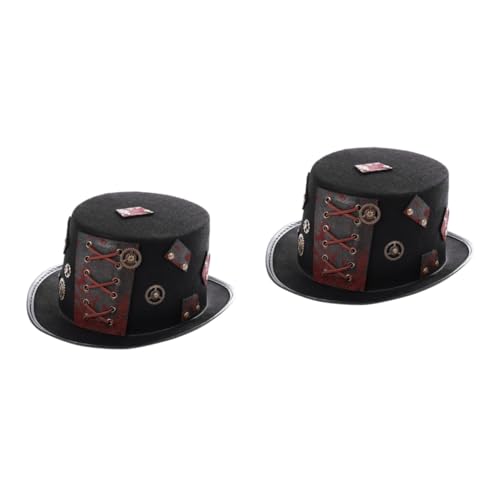 GALPADA 2stücke Vintage Goth Steampunk Hut Mit Verstellbarem Kordelzug Für Cosplay Halloween Karneval Und Mottopartys Für Erwachsene Robustes Material Und Einzigartiges Gear-design von GALPADA