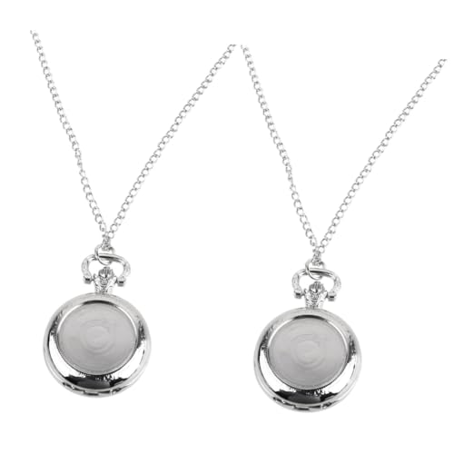 GALPADA 2stücke Vintage Taschenuhr Halskette Kreative Silberne Taschenuhr Für Damen Und Herren Retro Design Für Alltag Partys Und An Familie Und Freunde von GALPADA
