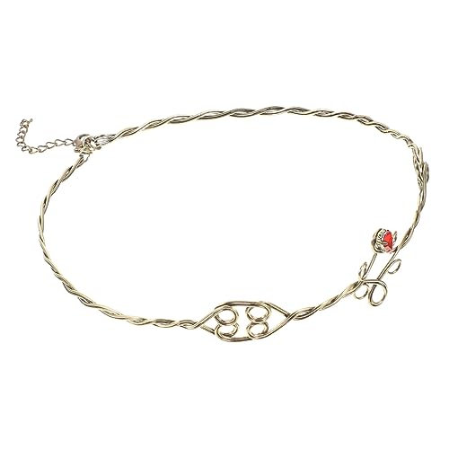 GALPADA 2St drahtgeflochtenes stirnband Haarschmuck Schnürsenkel-Anhänger Haarnadel Braut Stirnband Haarklammer haarband hair- Strass-Kopfbedeckung Haarreifen für Frauen Metall rot von GALPADA