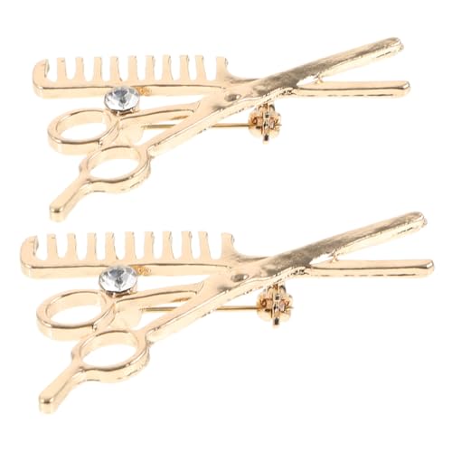GALPADA 2stücke Haarkamm-friseurbrosche Mit Scheren-design Zinklegierung Broschennadel Dekorative Kleidungsnadel Für Frauen Hüte Zubehör Für Friseure von GALPADA