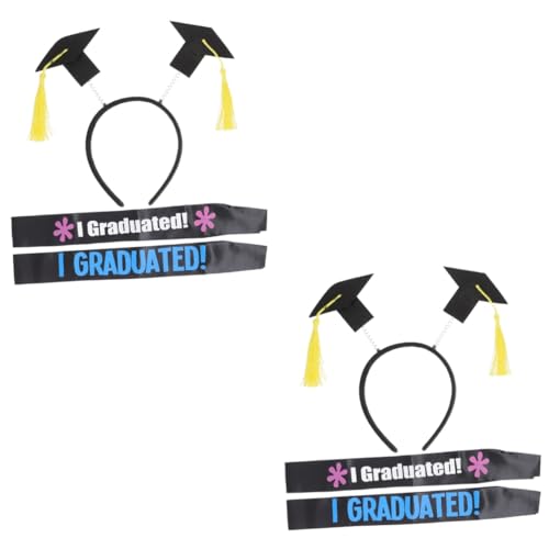 GALPADA 2sätze Abschlussfeier Schärpe Und Doktormütze Haarreif Graduierungszubehör Für Und Damen Auffällige Farben Dekoration Für Abschlussfeiern Und Fotomotive von GALPADA
