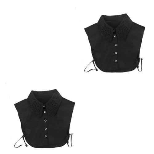 GALPADA 2stücke Detachable Floral Lace Collar Blouse Für Damen Abnehmbarer Krageneinsatz Halbshirt Mit Knöpfen Für Elegante Anlässe Vielseitig Kombinierbar von GALPADA