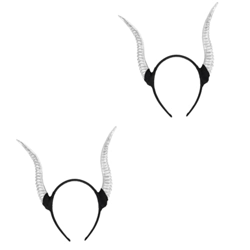 GALPADA 2st Croissant-stirnband Tierhörner-kostüm Antilopenohr Hören Aus Horn Cosplay Hörner Stirnband Gefälscht Antilopenhorn Ziegenhornhaar Schafhörner Kostüm Kürbis Silver Plastik von GALPADA