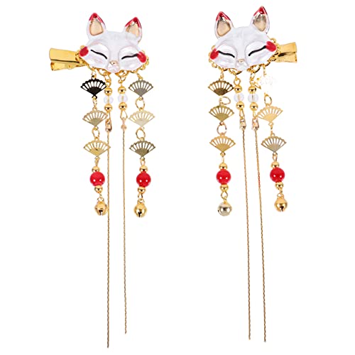 GALPADA 2st Fuchs Quastenclip Geisha-zubehör Hanfu-kopfschmuck Hochzeitskopfschmuck Für Die Braut Quastenhaar Geisha-haarschmuck Braut-tiara Goldene Tiara Perle Legierung Maske Fräulein von GALPADA