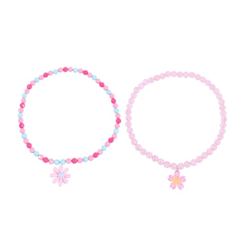 GALPADA 2st Halskette Für Kinder Prinzessin Spielen Schmuck Prinzessin Halskette Armband Set Halsketten Für Strandschmuck Schmuckspielset Für Kleine Mädchen Rosa Zubehör Perlen Acryl von GALPADA