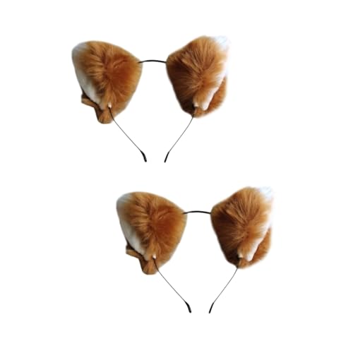 GALPADA 2st Katzenohren Fellohren Stirnband Kopfhörer Stirnband Maskerade Pelziges Stirnband Fuchs Cosplay Kostümzubehör Stirnband Mit Fellohren Pelziges Ohr-stirnband Brown Plüsch von GALPADA