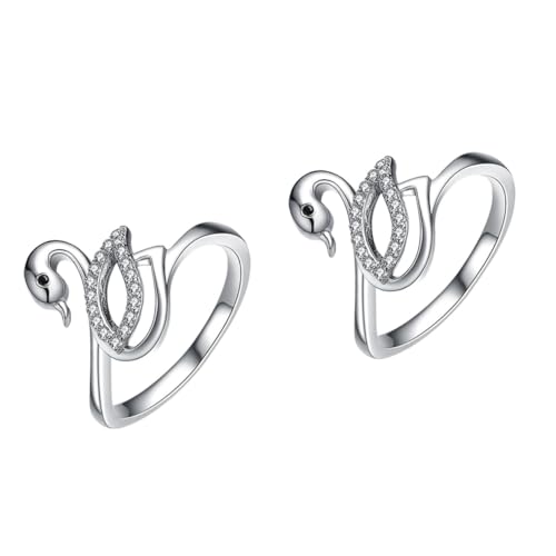 GALPADA 2st Ringe Aus 925er Sterlingsilber Schwanenringe Erinnerungsgeschenk Moderinge Jubiläumsringe Personalisierte Ringe Trendige Ringe Geschenk Für Liebhaber Mädchen Silberring von GALPADA