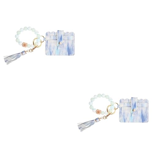 GALPADA 2st Schlüsselanhänger Kartenetui Schlüsselanhänger Für Damen Karabinerverschlüsse Charm-armbänder Damenhandtaschen Perlen Handgelenk Skelett Fräulein Zinklegierung Quaste Armband von GALPADA