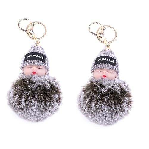 GALPADA 2st Schlüsselanhänger Schlafende Puppe Auto Schlüssel Halter Damentaschen Grey von GALPADA