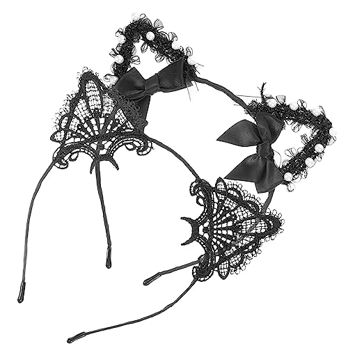 GALPADA 2stücke Katzenohren Stirnbänder Aus Spitze Modische Haaraccessoires Für Damen Für Cosplay Halloween Und Partys Leicht Und Bequem Feminine Ausstrahlung von GALPADA