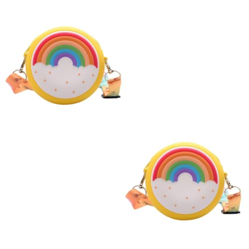 GALPADA 2stücke Mädchen Mini Schultertasche Bunte Regenbogen Umhängetasche Für Praktische Geldbörse Für Handy Und Kleinigkeiten Und Auffällig von GALPADA