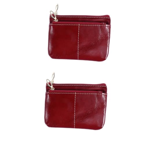 GALPADA 2st Weibliche Geldbörse Damen Geldbörsen Kreditnehmerin Für Frauen Reißverschlusstasche Vintage-geldbörse Ledergeldbörse Rot von GALPADA